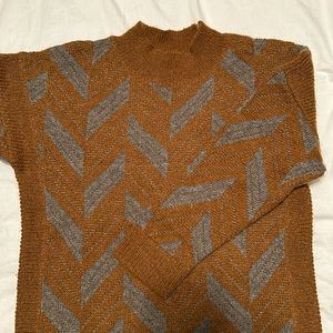 French monoprix rust and gray sweater